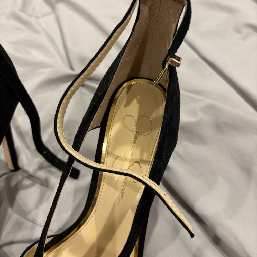 Jessica Simpson Black Stiletto Peep Toe Heels - Picture 4 of 6